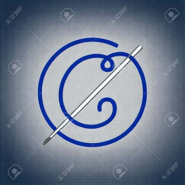 C letter logo with needle and thread. Font style, vector design template elements for your hobby or textile corporate identity.