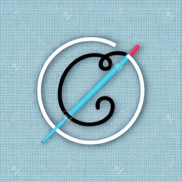 Logo de lettre C avec aiguille et fil. Style de police, éléments de modèle de conception vectorielle pour votre passe-temps ou votre identité d'entreprise textile.