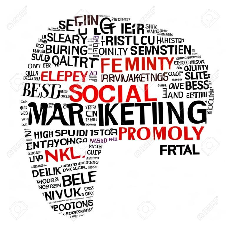 Social-Media-Marketing-Wort-Wolke in der Form eines Megaphon für Content Promotion