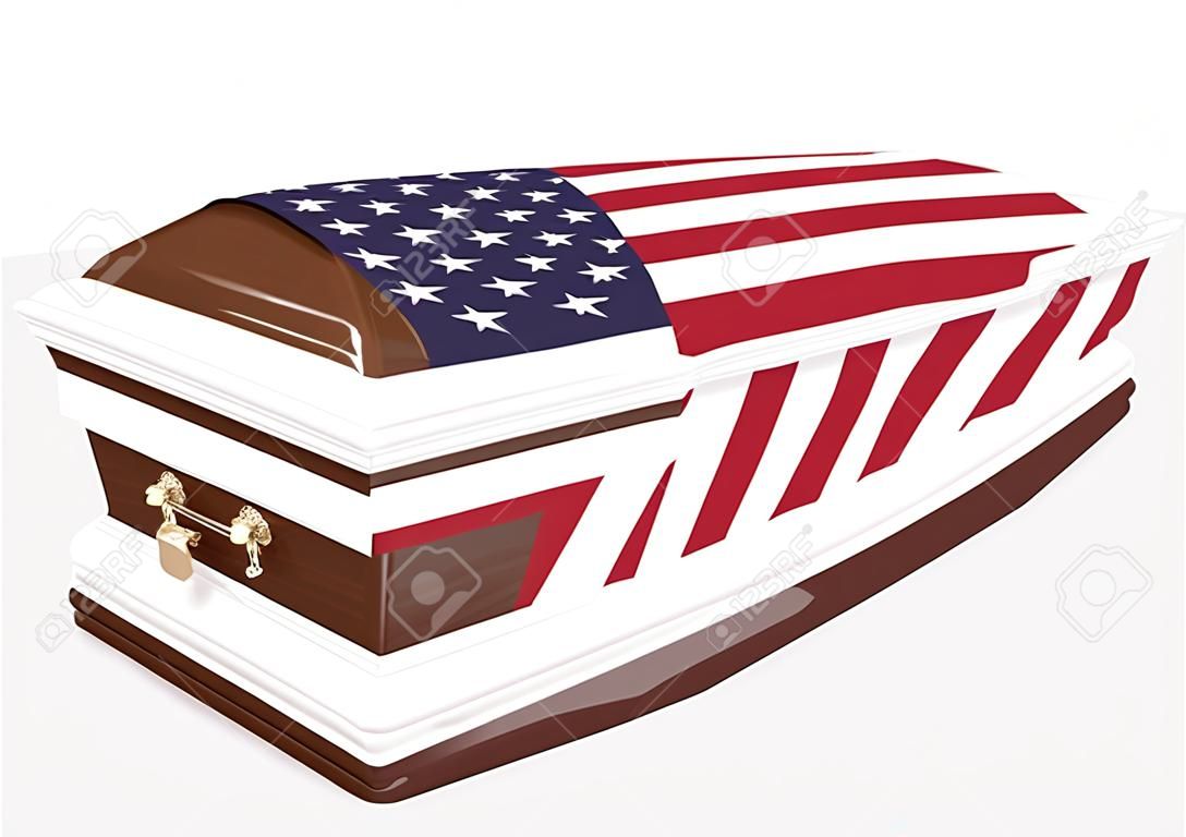 Coffin covered with the national flag of the United States