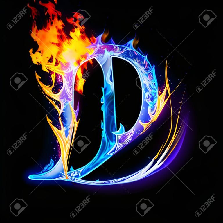 火し、氷のテキスト、大文字、アルファベット D
