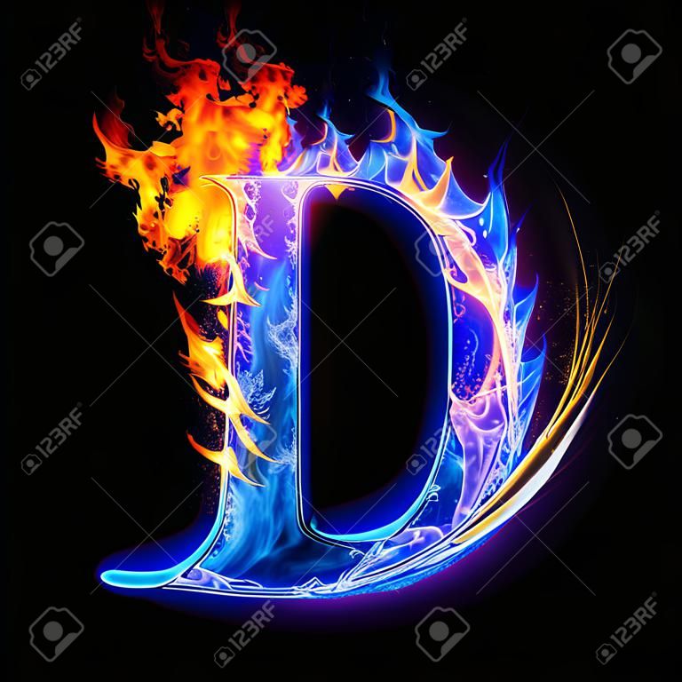 火し、氷のテキスト、大文字、アルファベット D