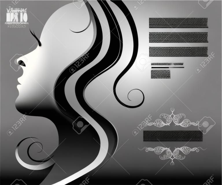 Vector illustration of Woman's silhouette with beautiful hair
