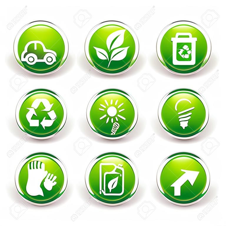 Ecologia web icone verde pulsanti Ecologia set di icone