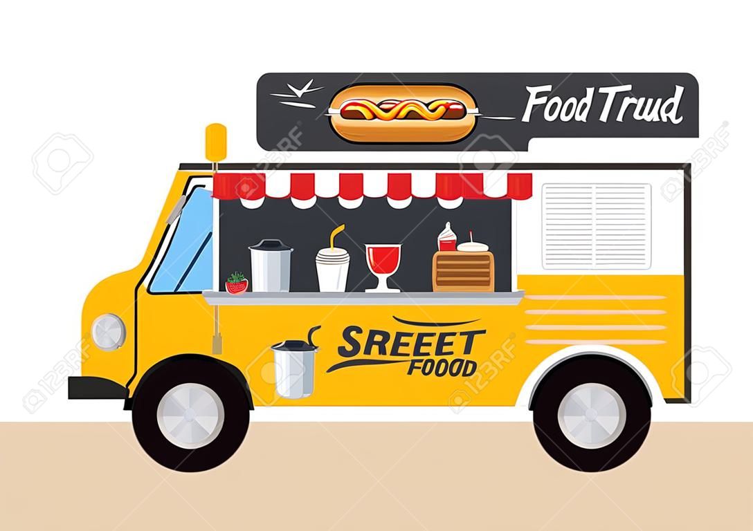 Food Truck Hamburger, Hot Dog, Street Food