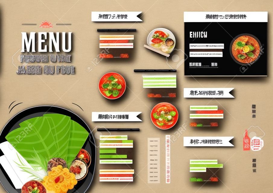 japán étel menü éttermi prospektus design sablon