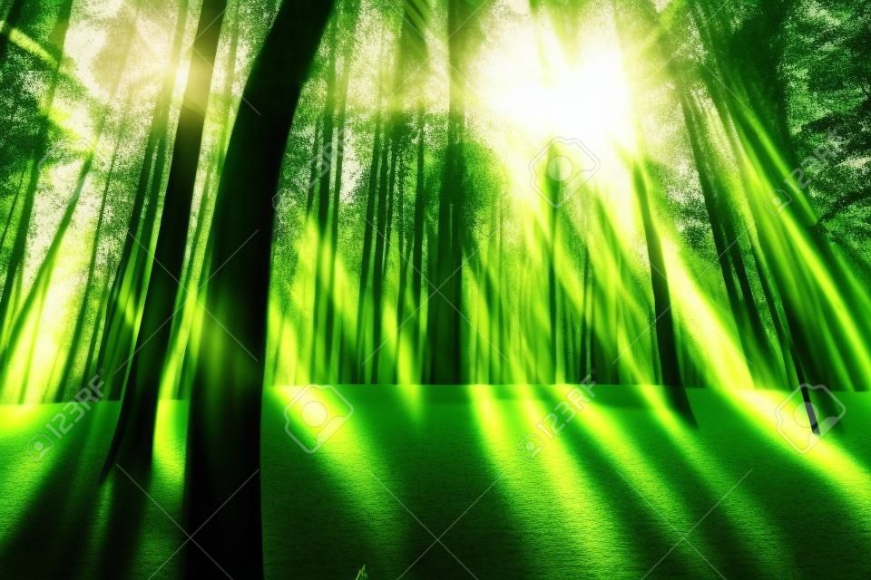 bos bomen. natuur groen hout zonlicht achtergronden.