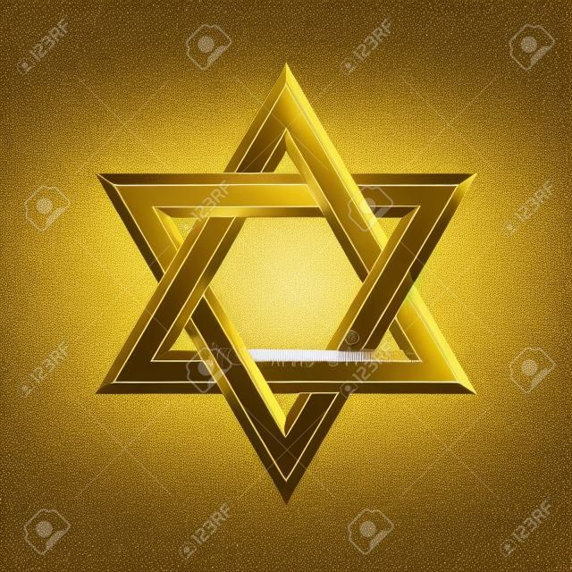 Golden David star on the white background