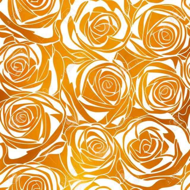 Elegáns fehér rózsa mintás arany háttér. Vektoros illusztráció.
