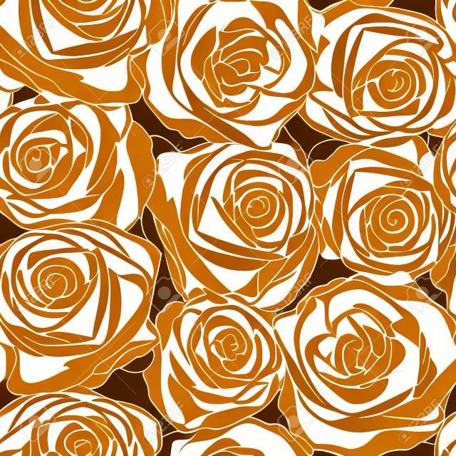 Elegante witte roos patroon op gouden achtergrond. Vector illustratie.