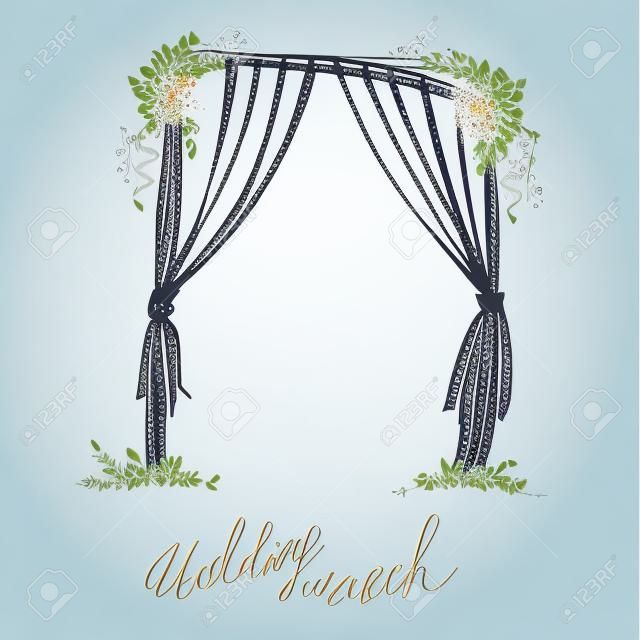 Wedding arch. Dekoration. Vektor-Skizze. Design-Element.