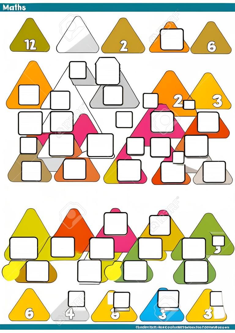 Mathepyramiden für die geistige Mathematik Übe, fülle die fehlenden Zahlen aus, Mathe-Arbeitsblatt für Kindergartenschüler