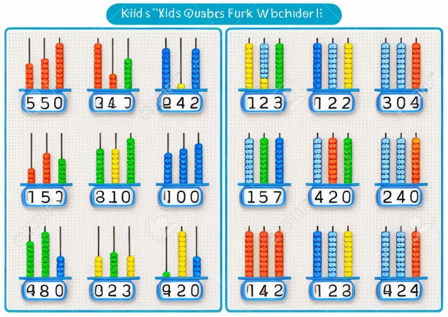 kids learn numbers with abacus, math worksheet for children