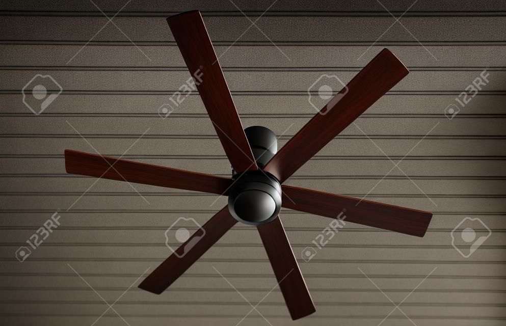 closeup old black ceiling fan