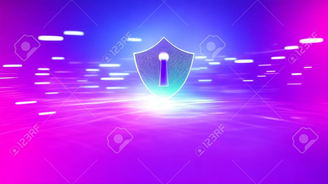 Technology Digital Purple Particles Flowing Defocused Abstract Background 3d Rendering