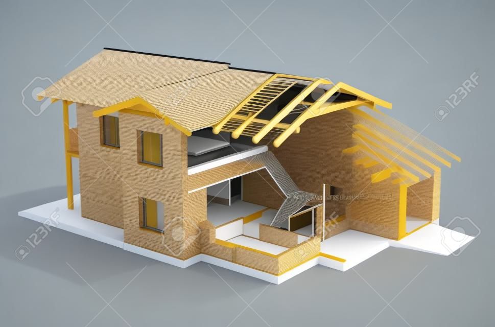 Maison de construction, illustration 3D