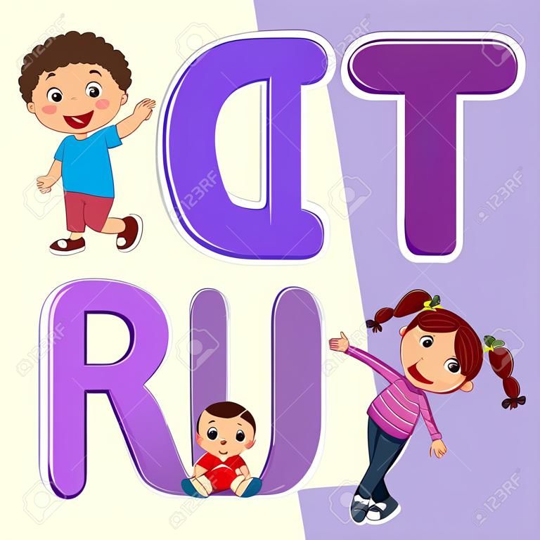 Cartoon kids with RSTUV letters