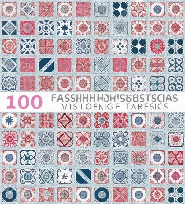 100 Fashionable vintage vector seamless patterns (with swatch, tiling). Retro pink, white and blue colors. Texture for wallpaper, web page background, fabric and paper. Set of geometric ornament.