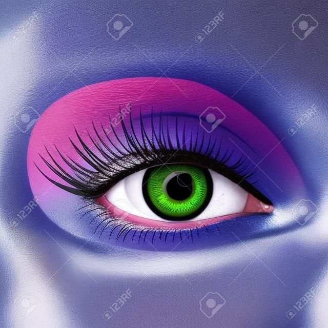 Abra a imagem dos olhos femininos com maquiagem lindamente fashion.