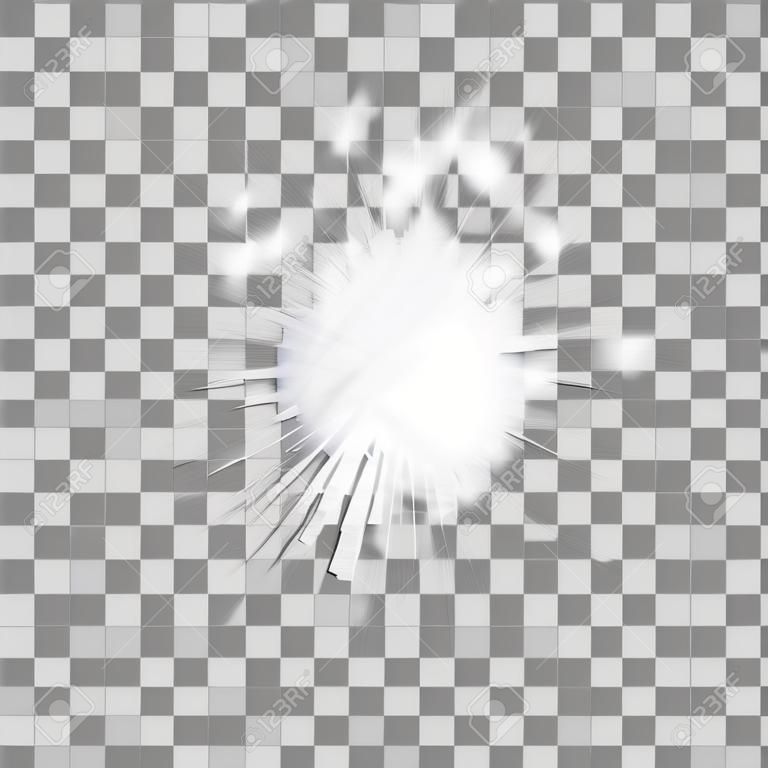 Weiß leuchtende Licht Burst Explosion mit transparent.