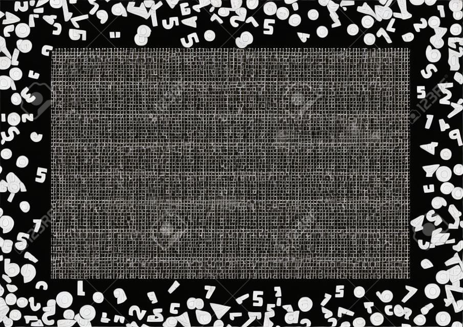抽象数学数字背景矢量插图商业设计黑白颜色随机符号飞行边框框学校数字数字计数概念代数装饰报告封面