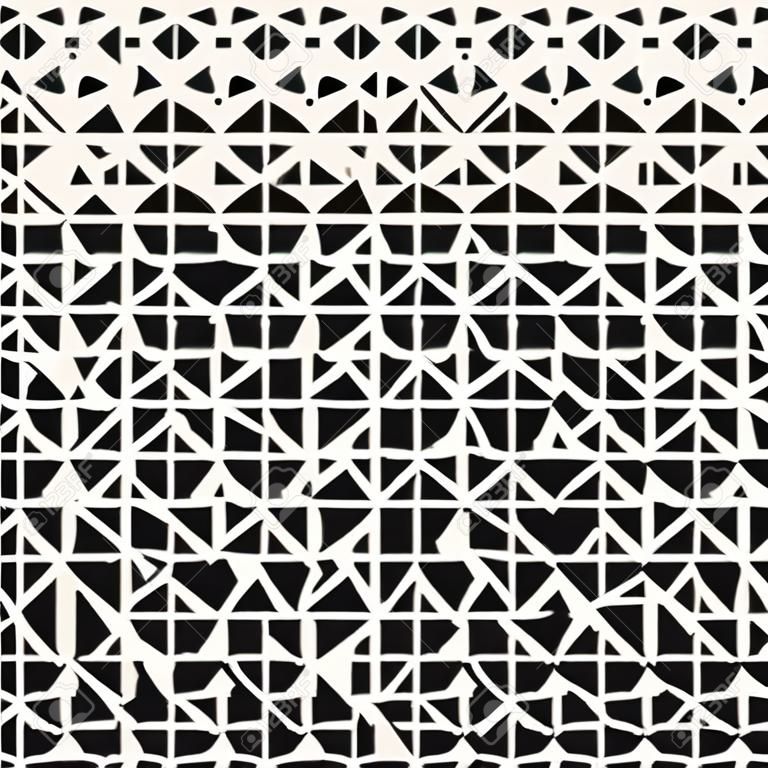 Abstract geometric pattern design. Vector illustration for hipster fashion. White black colors. Triangle shape print. Halftone graphic background. Retro monochrome pattern. Fade contrast lattice.