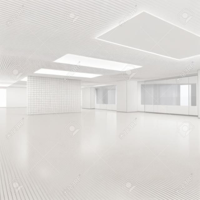 Bianco ufficio interno. Rendering 3D