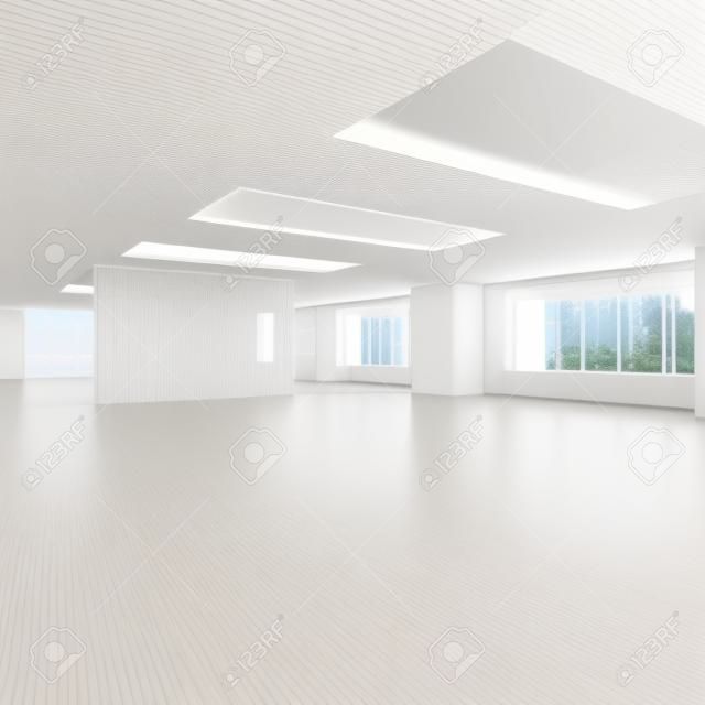 白色的內部辦公室。 3D渲染