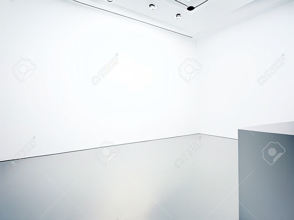 Maquette du vide blanc galerie intérieure avec sol en béton