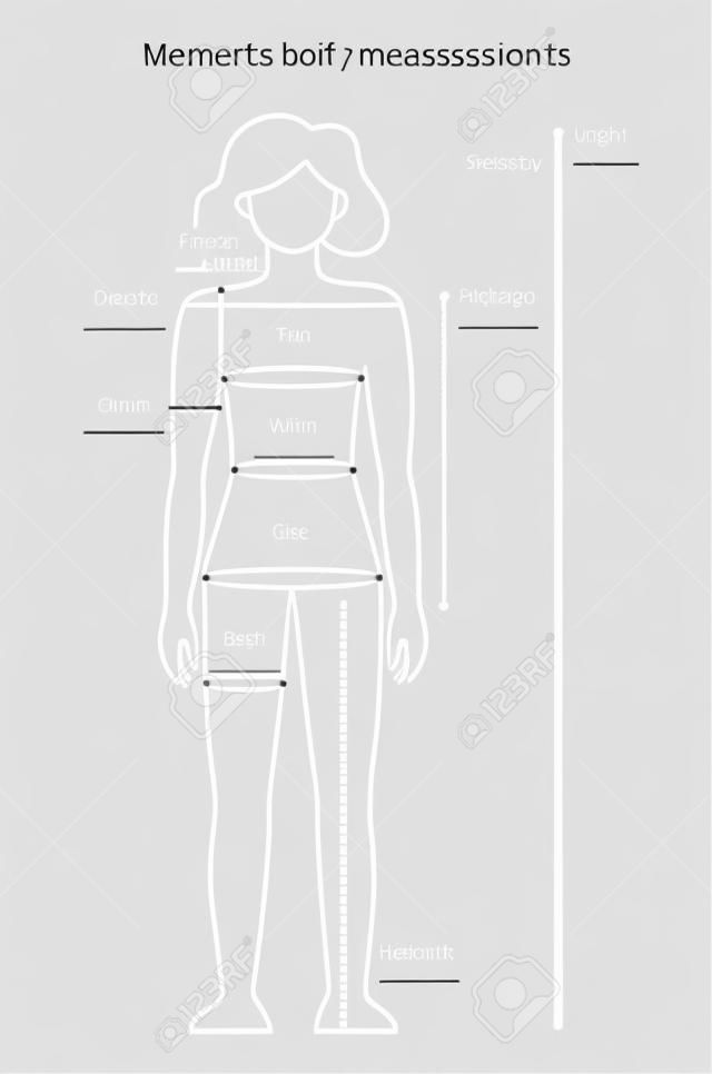 Woman Female Body Measurement Proportions for Clothing Design and Sewing  Chart for Fashion Vector Illustration Stock Vector - Illustration of  fitness, diet: 158799960