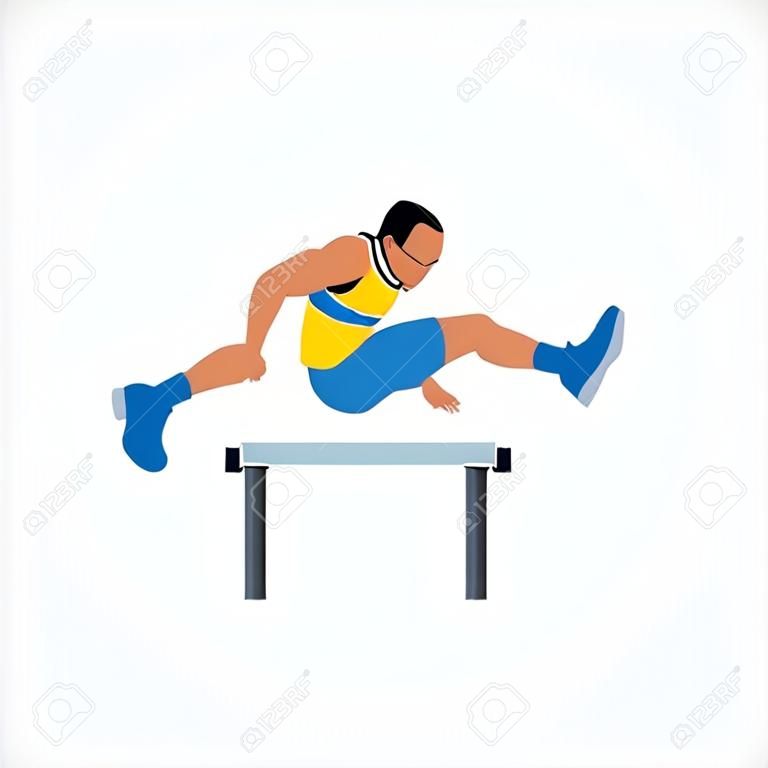 Man jumping over hurdles Branding Identity Corporate vector  design template Isolated on a white background. Vector illustration.
