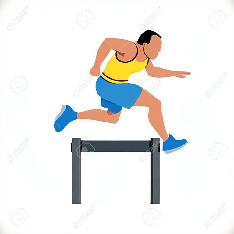 Man jumping over hurdles Branding Identity Corporate vector  design template Isolated on a white background. Vector illustration.