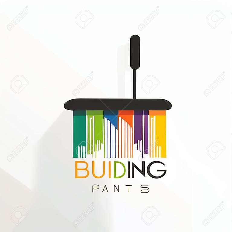 Cool building paint logo style, modern, paint, painting, construction, company, business, Premium Vector