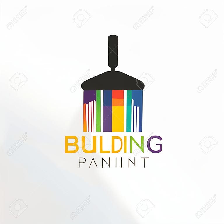 Estilo fresco do logotipo da pintura do edifício, moderno, pintura, pintura, construção, empresa, negócio, Vetor Premium