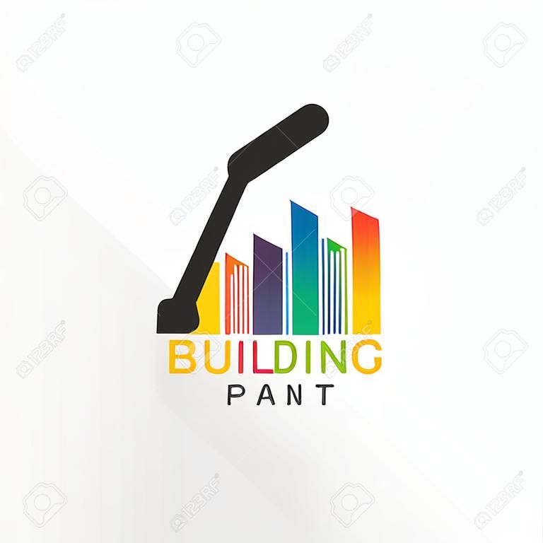 Cool gebouw verf logo stijl, modern, verf, schilderij, bouw, bedrijf, bedrijf, Premium Vector