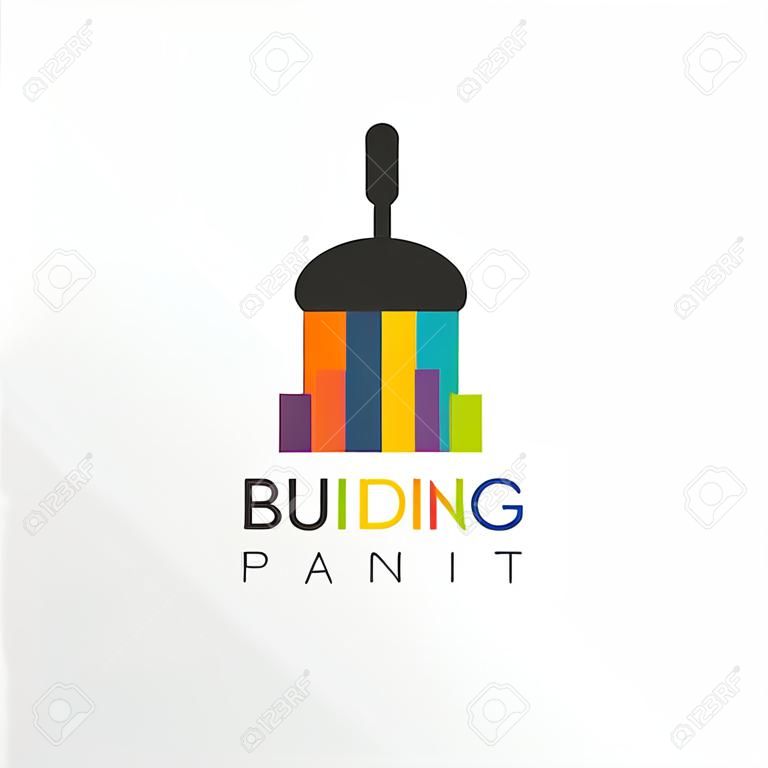 Estilo fresco do logotipo da pintura do edifício, moderno, pintura, pintura, construção, empresa, negócio, Vetor Premium