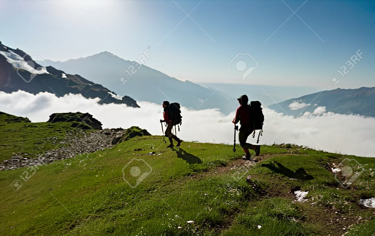 Trekking in de Kaukasus bergen Georgië, regio Svaneti