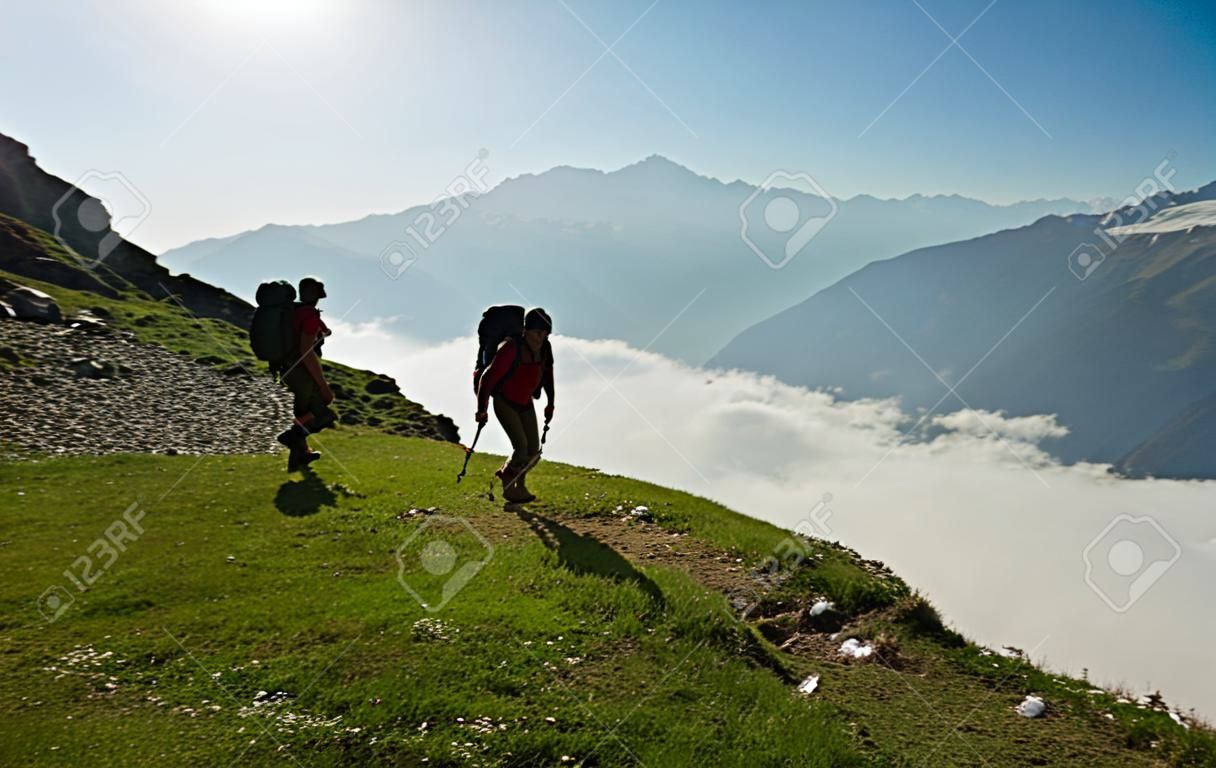 Trekking in de Kaukasus bergen Georgië, regio Svaneti