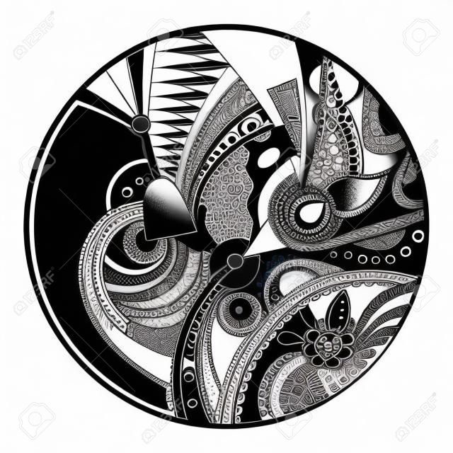 Черно-белый абстрактный zendala на круг, расслабиться и медитации zentangle искусство, монохромный векторные иллюстрации