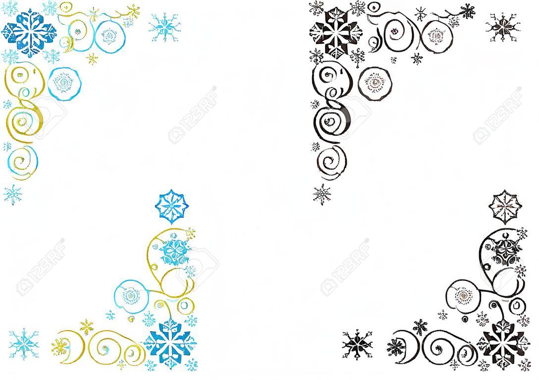 ornament rectangle frame of stylish snowy crystals - Portrait format -