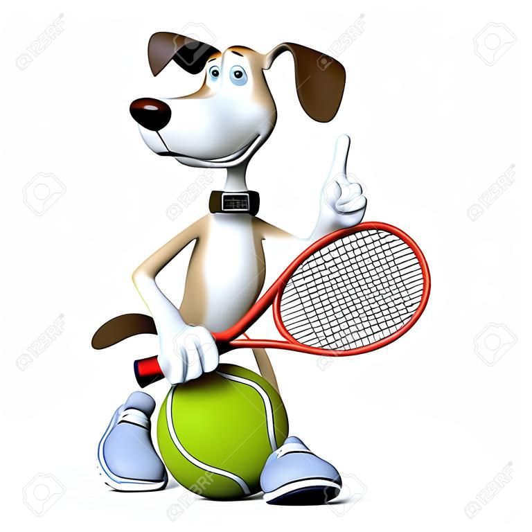 Ilustração em um assunto um cão o jogador de tênis. Antes do campeonato.
