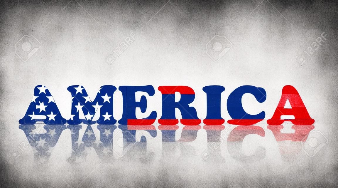 Слово Америки в американских цветах флага на белом