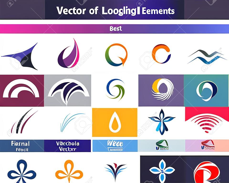 Se trata de un conjunto de vector logo y elementos de diseño, adecuado para varios proyectos. Completa editable