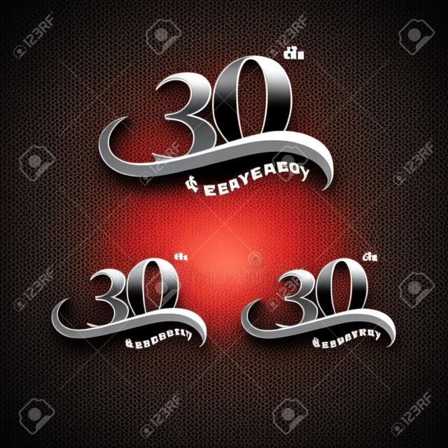 Template logo 30th anniversary. 30 years anniversary logo. Celebration 30 years.30 birthday symbol.vector illustration.