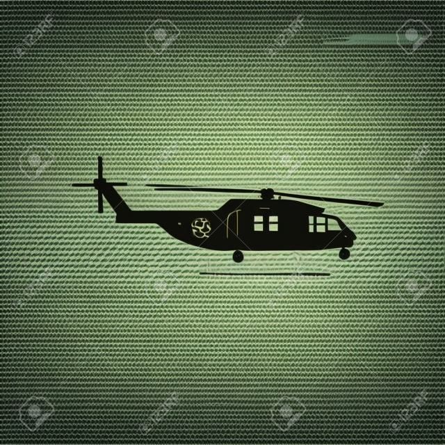 Ilustracja wektorowa ikony wojskowego helikoptera wojennego