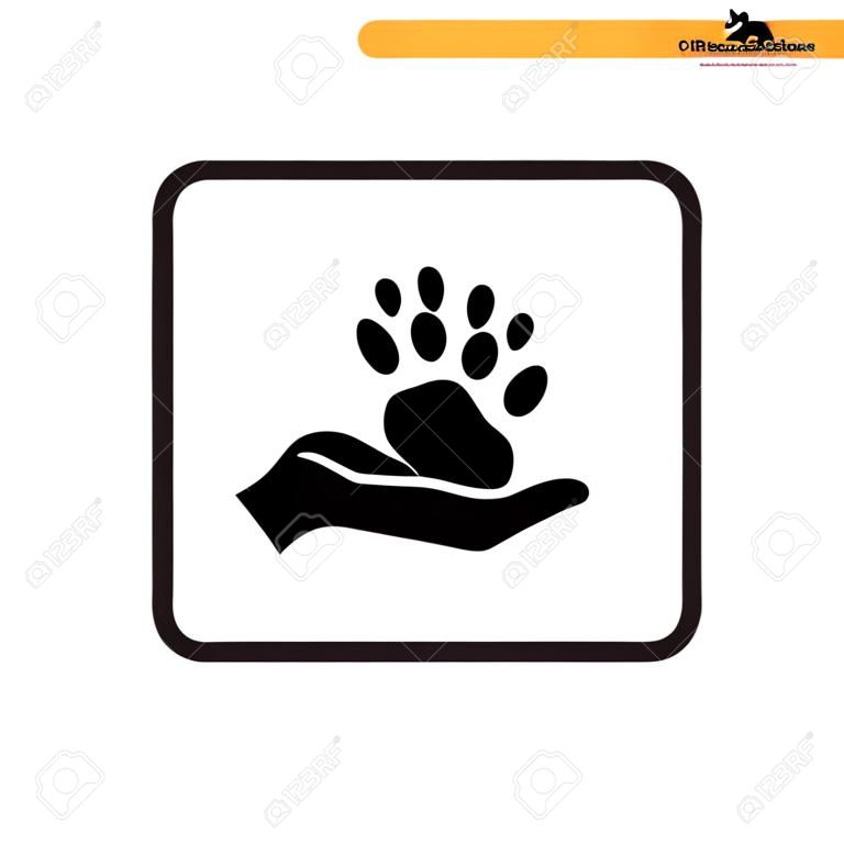 Hand holding paw icon. Animal care and protect.vector illustration.