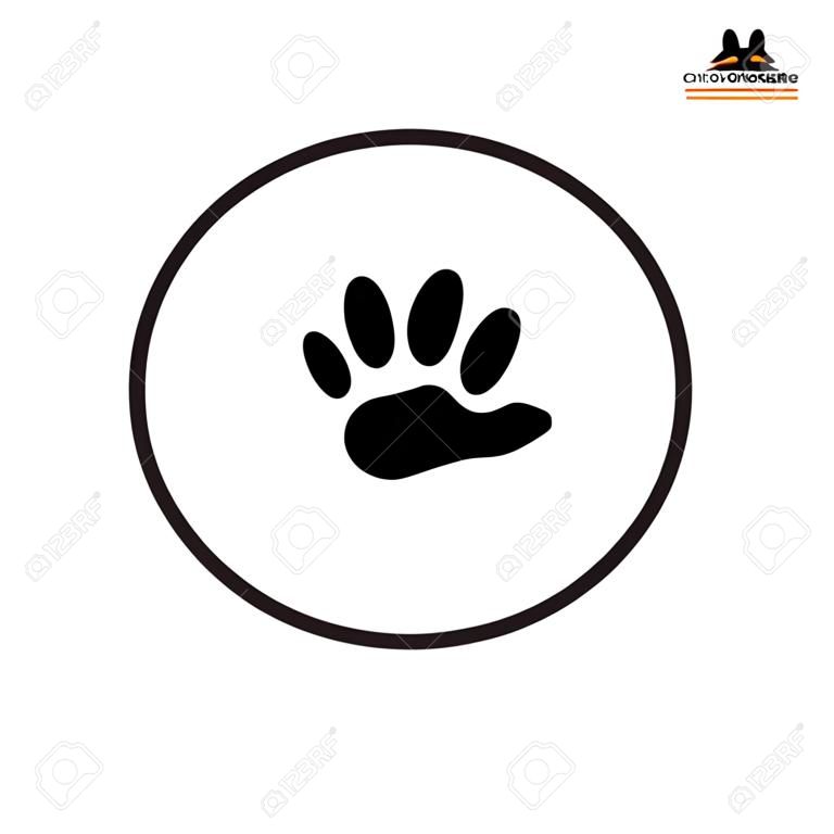 Icona della zampa della holding della mano. Cura degli animali e illustrazione protect.vector.