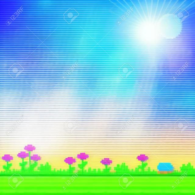 pixel background. Sunny day background.
