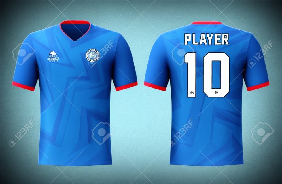 modello di maglia sportiva blu per le divise delle squadre e il design della maglietta da calcio