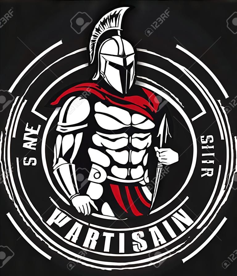 Guerriero spartano. Design del logo